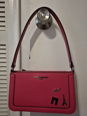 Karl Lagerfeld Pink Leather Shoulder Bag